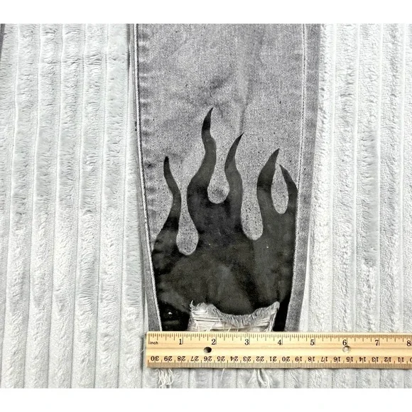 American Eagle Super Hi Rise Jegging Women's 8 Long Distressed Flame Hem Pockets - Picture 16 of 16